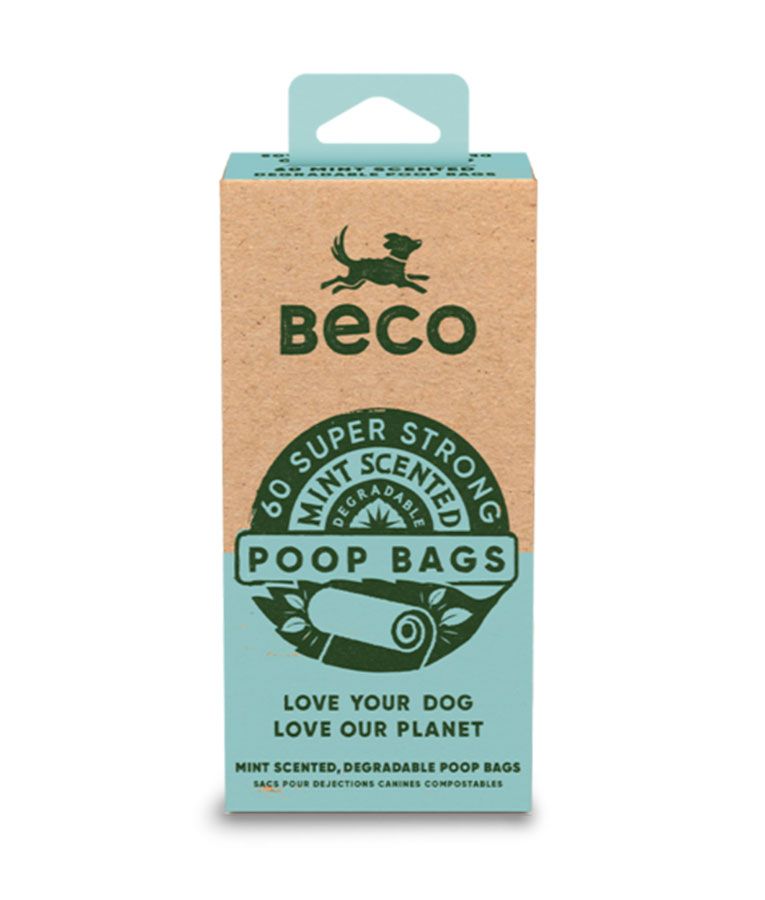 Beco Pets Mint Scented Poop Bags – 60pcs (Eco-Friendly Dog Waste Bags)