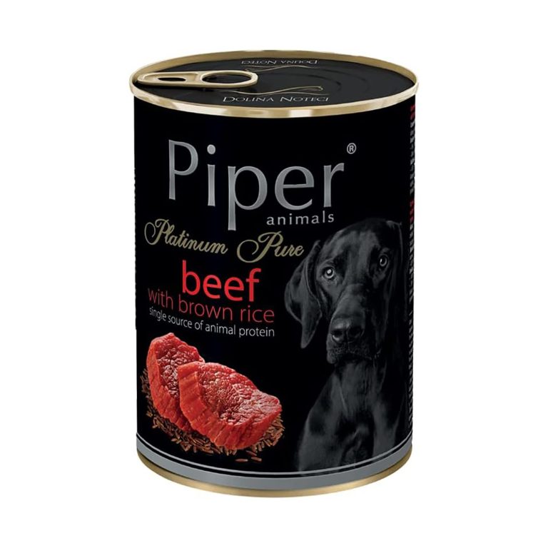 Piper Animals Wet Food with Beef & Brown Rice for Adult Dogs – 400 g