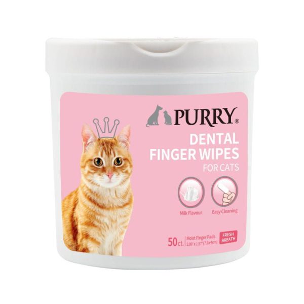 Purry Dental Finger Wipes for Cats – 50 Count