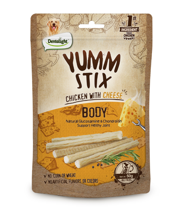 Dentalight Yumm Stix Dog Treat 50g Chicken With Cheese – Dental Chew Snack