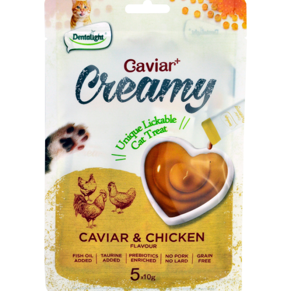 Dentalight Caviar+ Creamy Lickable Cat Treat 5pcs x 10g - Caviar & Chicken Flavour