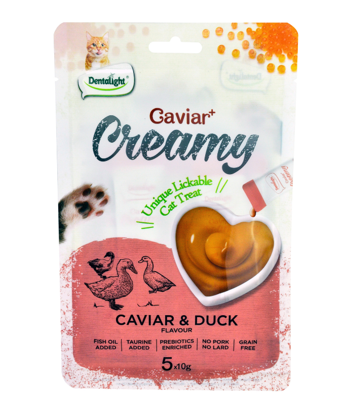 Dentalight Caviar+ Creamy Lickable Cat Treat – Caviar & Duck Flavour (5x10g)