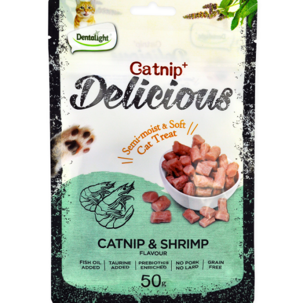 Dentalight Catnip+ Semi Moist & Soft Cat Treat 50g - Catnip & Shrimp Flavour