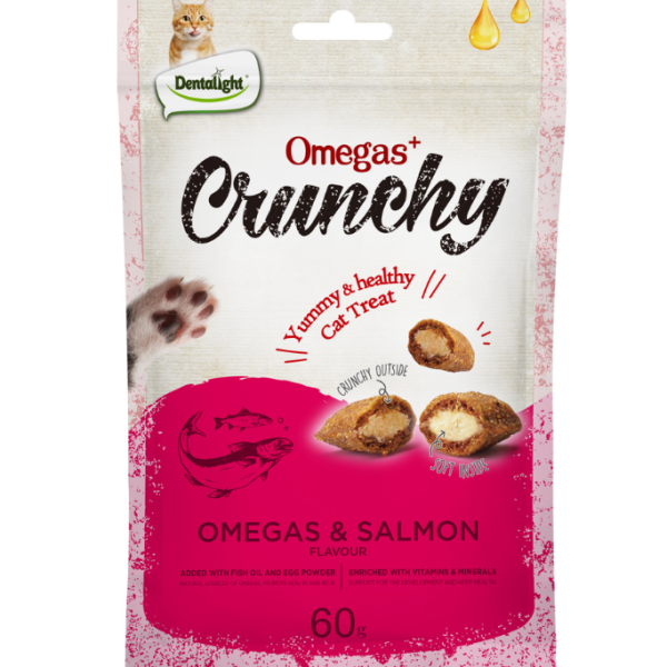 Dentalight Omegas+ Crunchy Cat Treat 60g – Omegas & Salmon Flavour