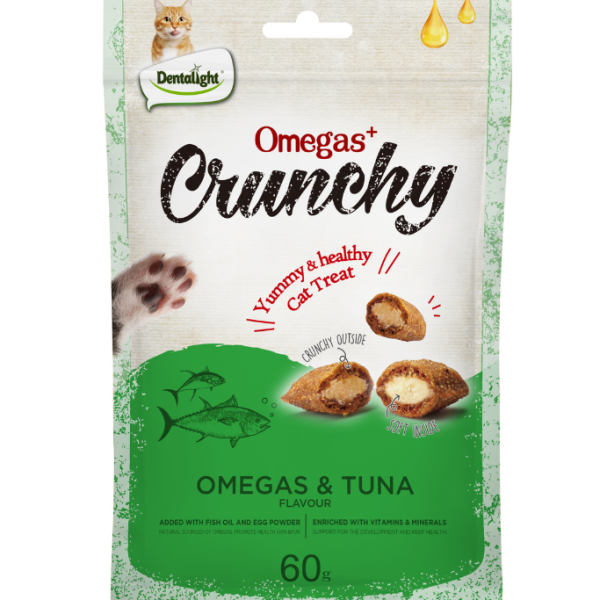 Dentalight Omegas+ Crunchy Cat Treat 60g - Omegas & Tuna Flavour