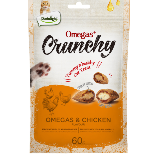 Dentalight Omegas+ Crunchy Cat Treat 60g – Chicken Flavour
