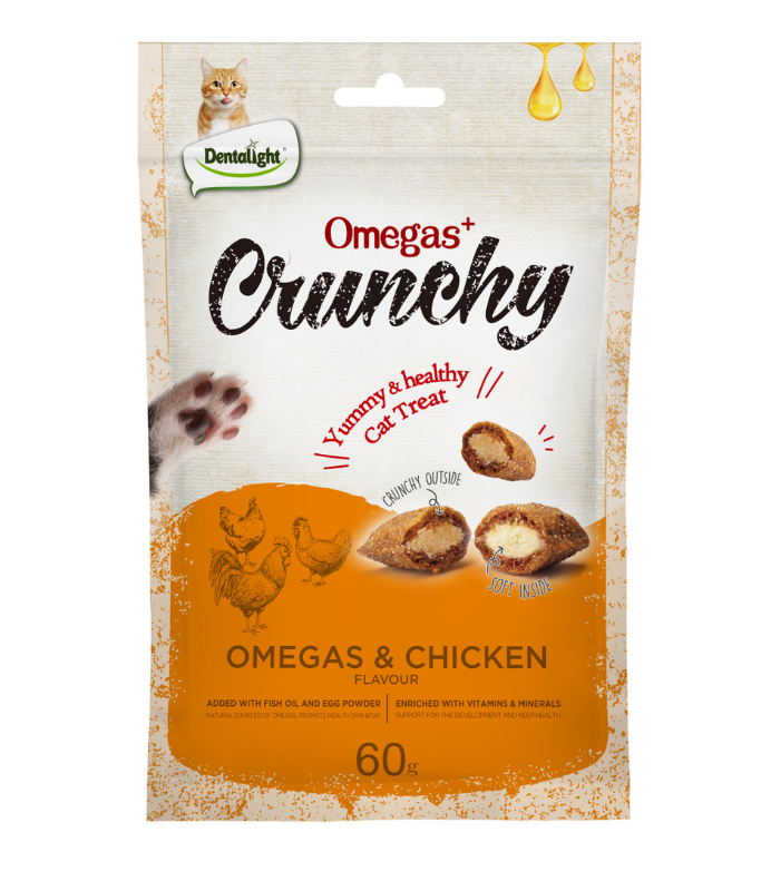 Dentalight Omegas+ Crunchy Cat Treat 60g – Chicken Flavour