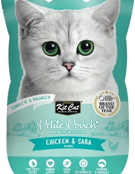 Kit Cat Petite Pouch Cat Wet Food with Chicken & Saba in Aspic – 70g