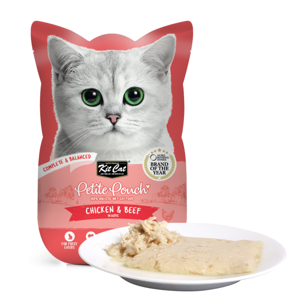 Kit Cat Petite Pouch Chicken & Beef in Aspic Wet Cat Food – 70g