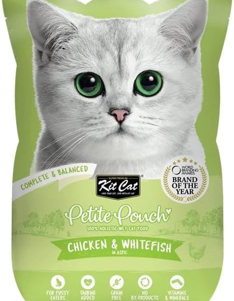 Kit Cat Petite Pouch Wet Cat Food with Chicken & Whitefish in Aspic – 70g