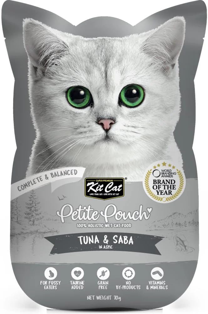 Kit Cat Petite Pouch Tuna & Saba in Aspic Wet Cat Food – 70g