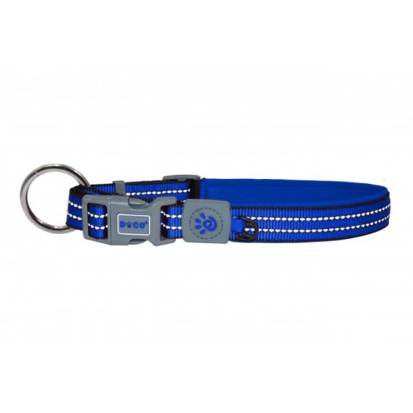 DOCO VARIO Reflective Dog Collar with O-Ring – Blue, Size S