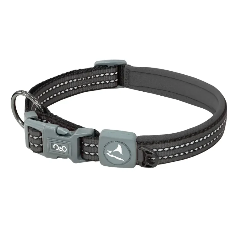 DOCO VARIO O-Ring Dog Collar with Reflective Stitching – Grey, Size S