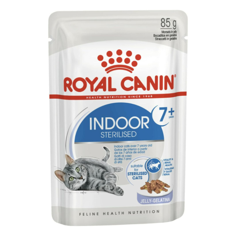 Royal Canin Indoor Sterilised 7+ in Jelly Wet Cat Food 85g pouch for senior indoor cats