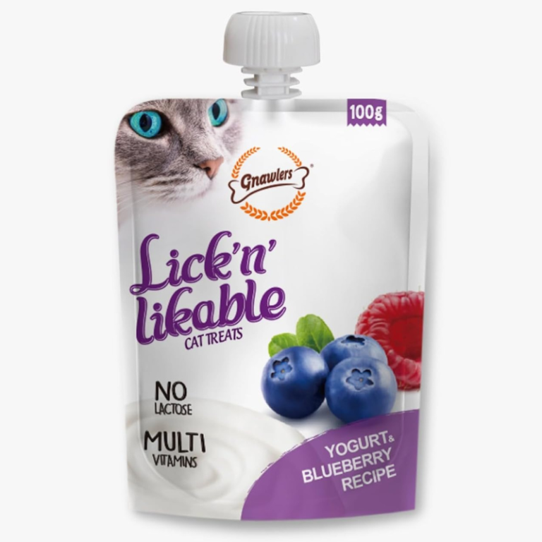 Gnawlers Lick 'n' Lickable Cat Treats Yogurt Blueberry 100g