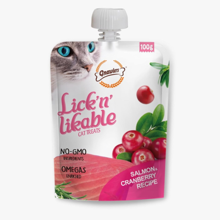 Gnawlers Lick 'n' Lickable Cat Treats Salmon Cranberry 100g