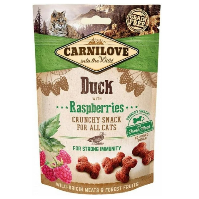 Untitled design - 2025-07-19T203226.330 Carnilove Crunchy Cat Treats Raspberries & Duck 50g