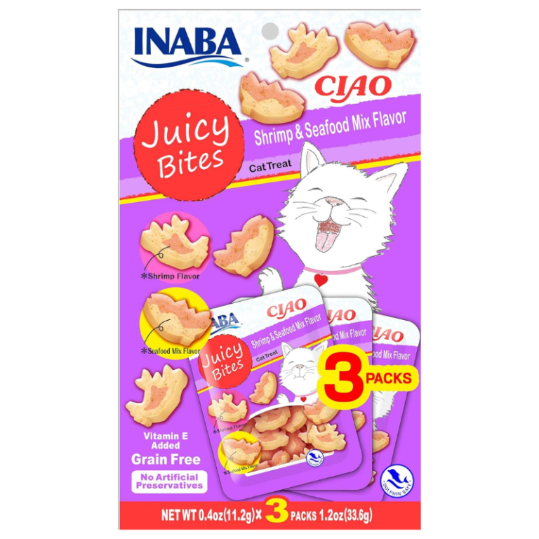 Inaba Juicy Bites Shrimp & Seafood Cat Treats – 3 x 11.3g