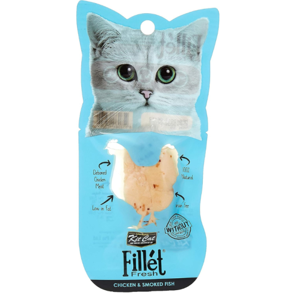 Kit Cat FilletFresh chicken and smoked fish cat treats 30g pack