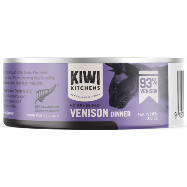 Kiwi Kitchens Grass Fed Venison Dinner Canned Wet Cat Food -85g