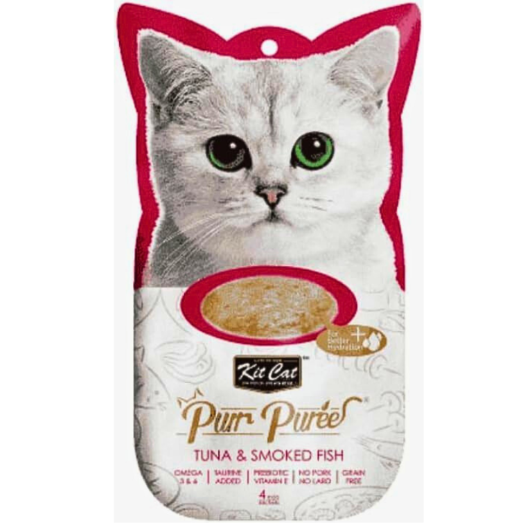 Kit Cat Purr Puree Tuna & Smoked Fish Cat Treats - 4X15G