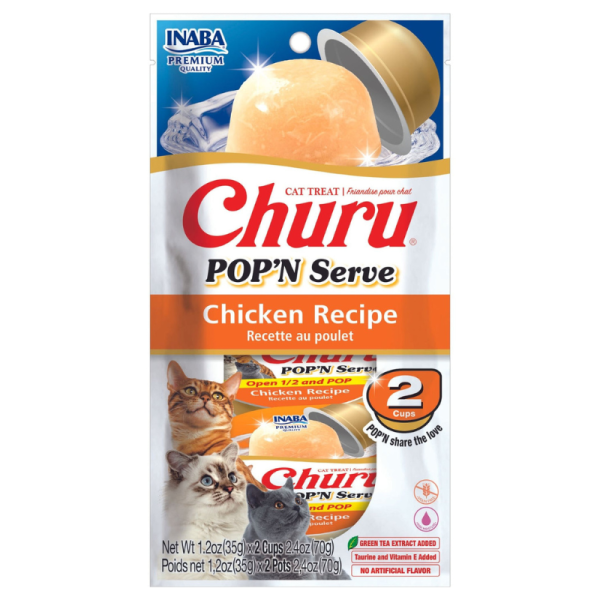 Inaba Churu Pop 'n Serve Chicken Cat Treats 2x35g tubes