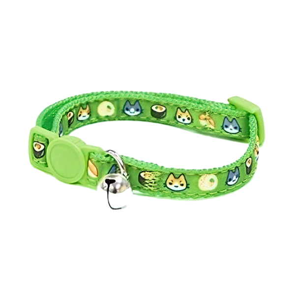 Croci Catmania Green Cat Collar with Bell – Adjustable & Stylish