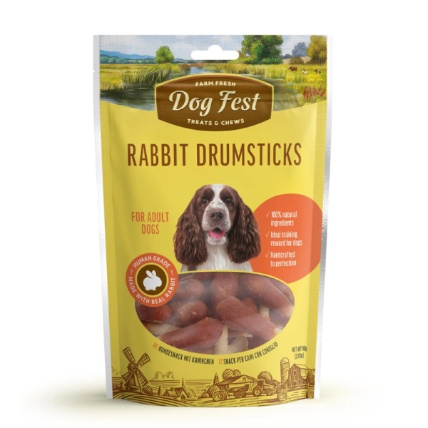 Dog Fest Rabbit Drumsticks Treats for Adult Dogs – 90g