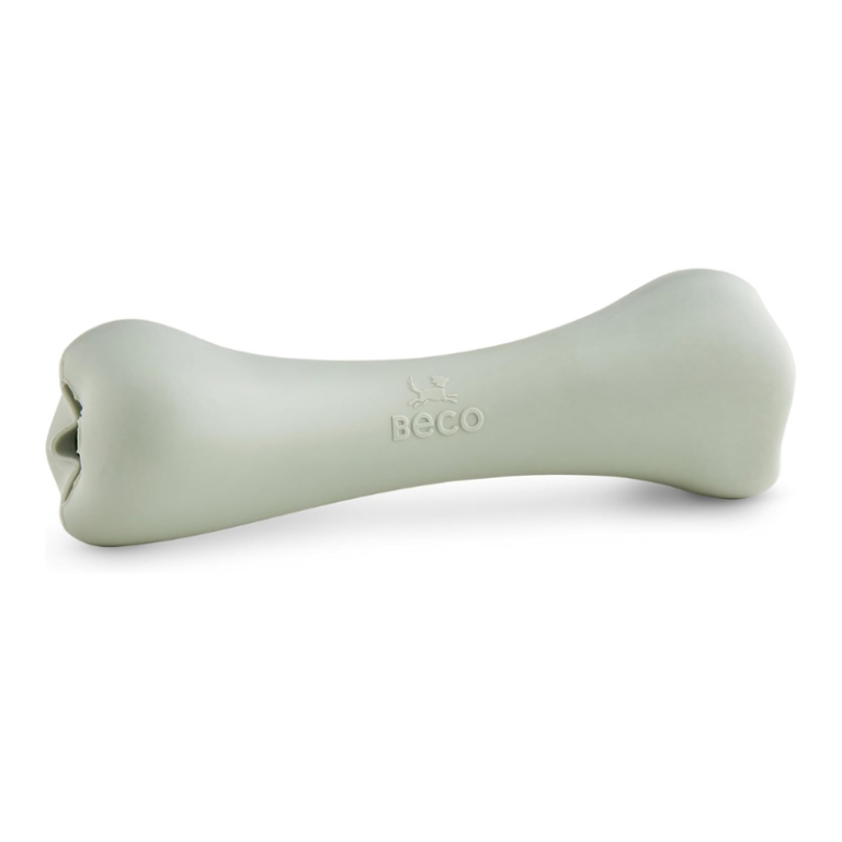 Beco Green Dog Chew Bone Toy with Treat Hole – Natural Rubber