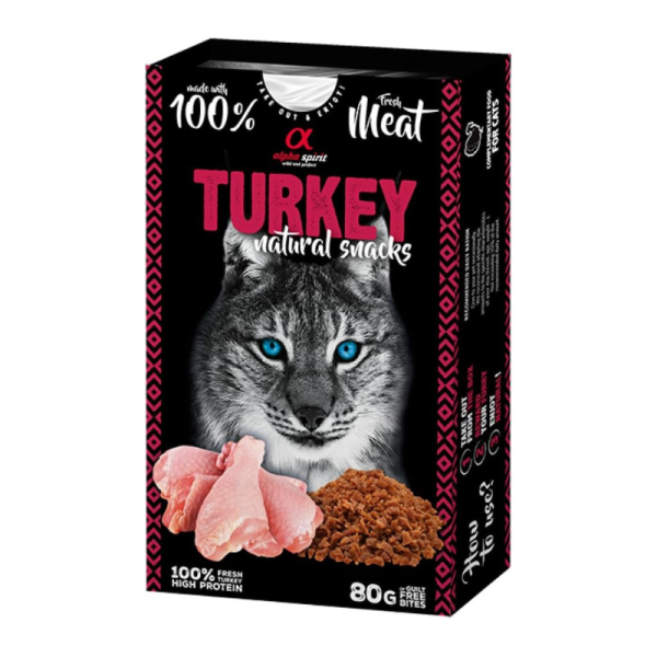 Alpha Spirit Natural Snacks for Cats – Turkey 80g