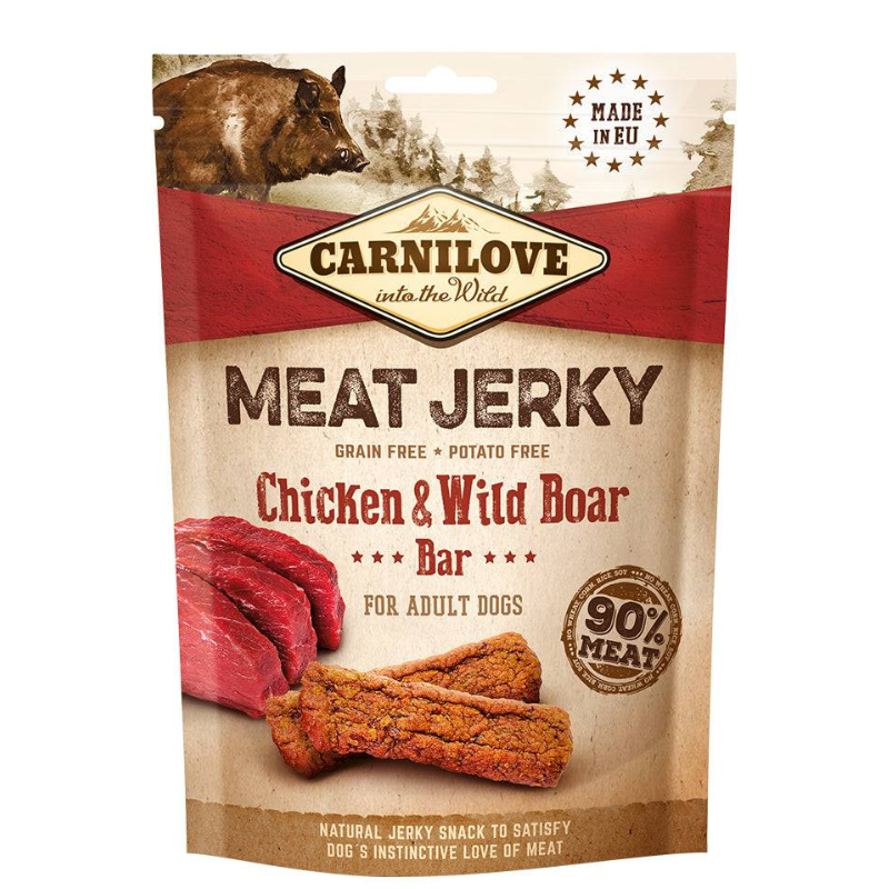 Untitled design - 2025-07-27T164407.096 Carnilove Meat Jerky Bar Chicken & Wild Boar Dog Treat – Adult Dogs