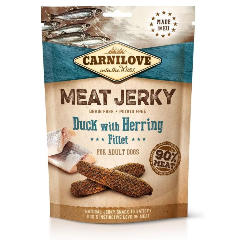 Untitled design - 2025-07-27T184527.241 Carnilove Meat Jerky Fillet Treats with Duck & Herring for Adult Dogs 100G