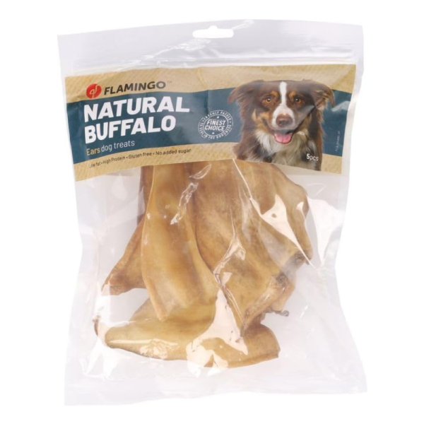 Flamingo, Dog Treats, Dog Chews, Buffalo Ears, Natural Dog Treat, Dental Chew, Protein Dog Snack, Long-Lasting Chew
