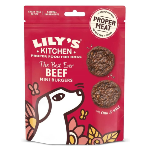 Lily's Kitchen Beef Mini Burgers Dog Treats – 70g Natural Snacks