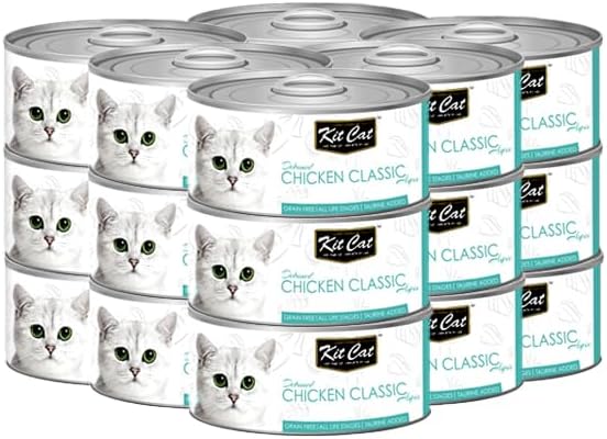 Kit Cat Classic Chicken Wet Cat Food Grain-Free Toppers 80g – 24pcs Pack