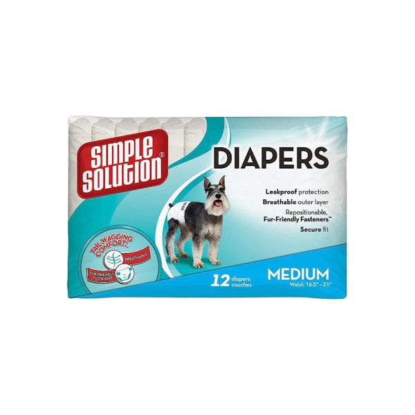 Simple Solution, Dog Diapers, Female Dog Diapers, Medium Dog Diapers, Pet Hygiene, Disposable Dog Diapers, Incontinence Care, Heat Cycle Protection