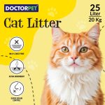 Doctor Pet Cat Litter Lemon 25L – 100% Natural Clumping Bentonite, Ultra Absorbent, Dust-Free