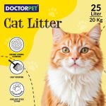 Doctor Pet Cat Litter Lemon 25L – 100% Natural Clumping Bentonite, Ultra Absorbent, Dust-Free