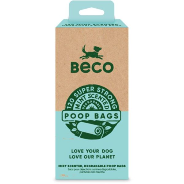 Beco Pets Mint Scented Poop Bags for Dogs or Cats – 120pcs eco-friendly bags