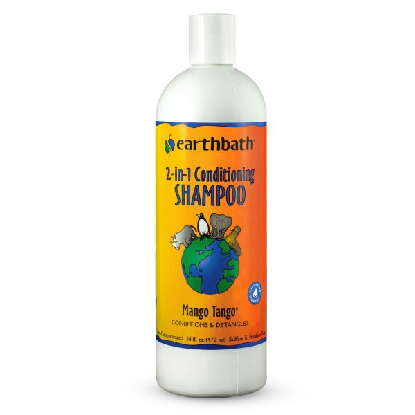 earthbath® Mango Tango® 2-in-1 Conditioning Shampoo for Dogs & Cats – 16 oz