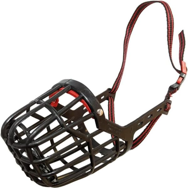 Dog Fever Black & Red Dog Muzzle with Nylon Strap – Size 8