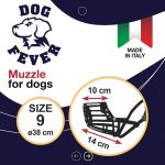 Dog Fever Plastic Dog Muzzle with Adjustable Nylon Strap – Size 9, Black