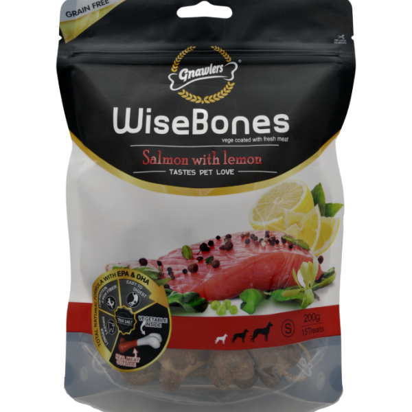 Gnawlers Wisebones Salmon with Lemon Dog Chews Small (15pcs, 200g)