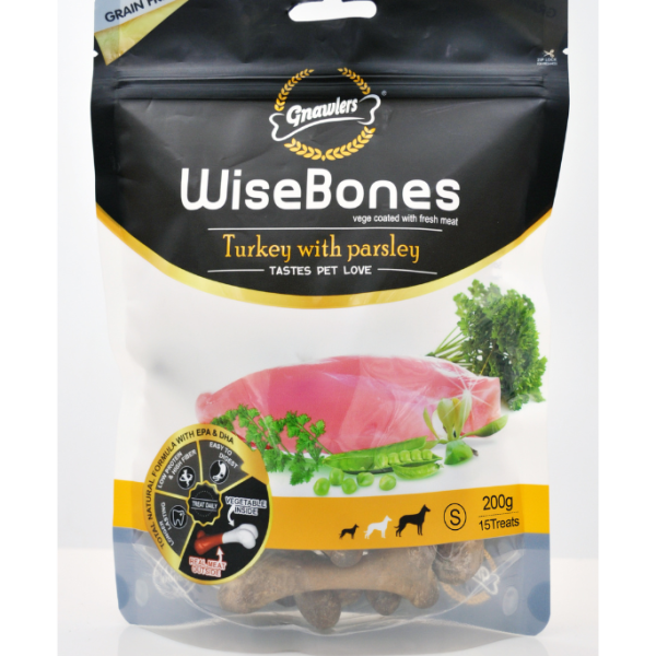 Gnawlers Wisebones Dog Treats Turkey with Parsley – 15pcs (200g)