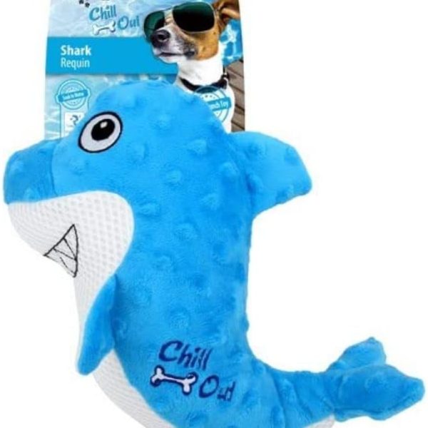 All for Paws Chill Out Shark Plush Dog Toy – Blue & White