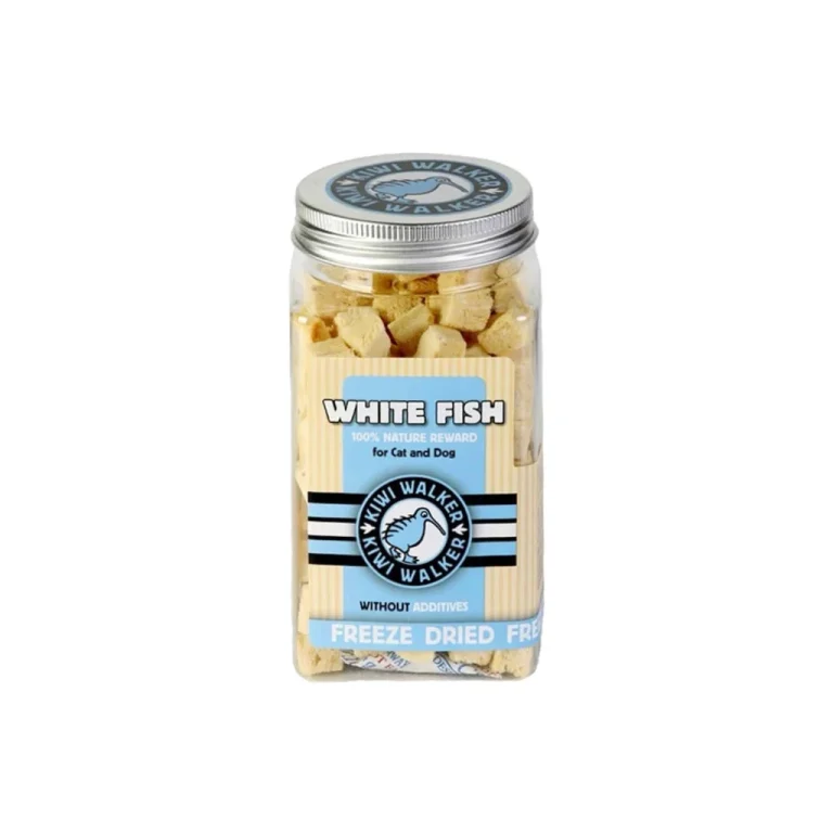KIWI WALKER freeze-dried white fish cubes treats for cats and dogs – 60g
