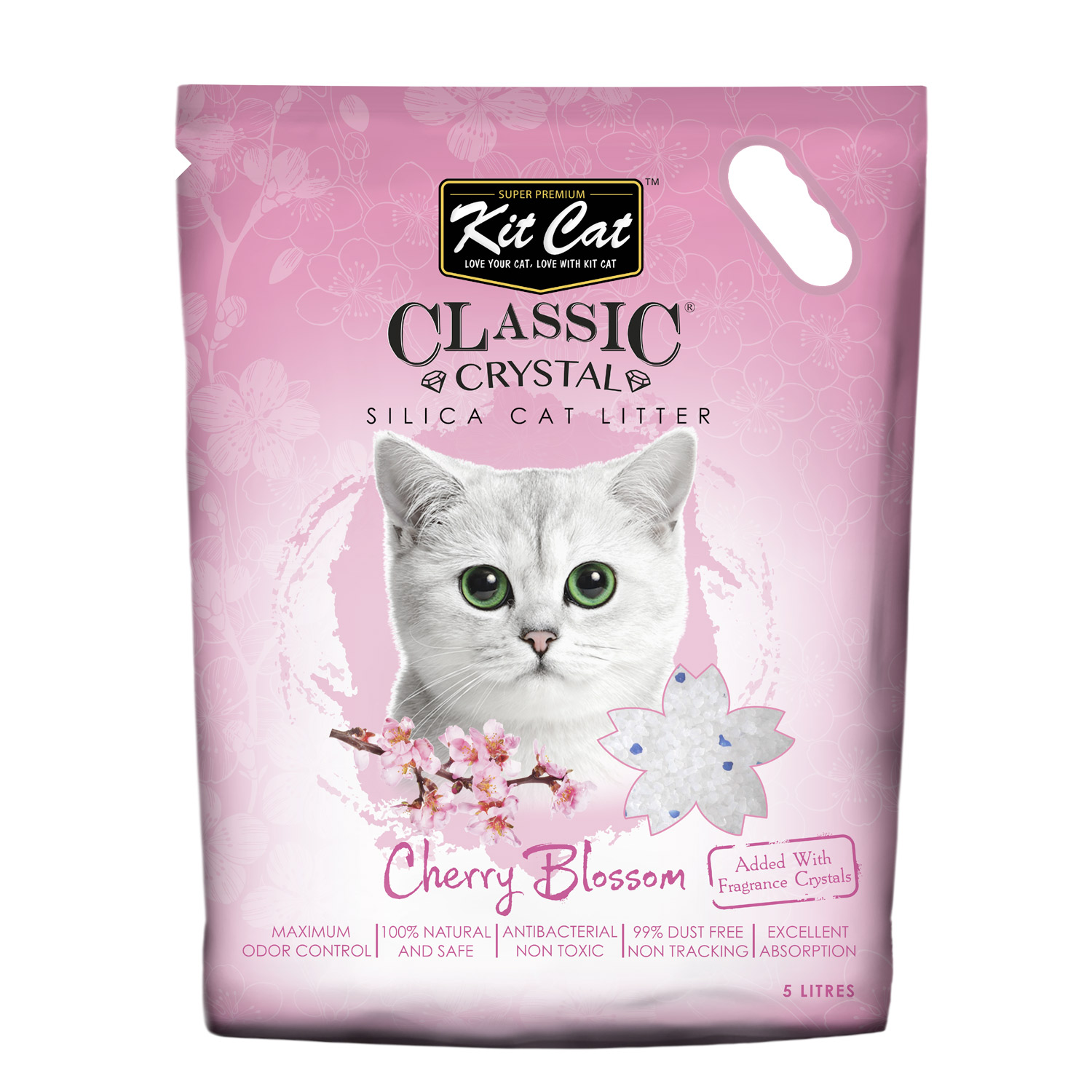 8858788708623 Kit Cat Classic Crystal Cat Litter – Cherry Blossom (5 Litres)