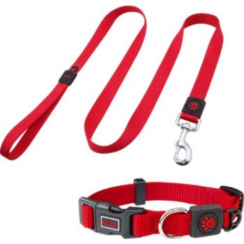 DOCO small red dog collar and 4ft nylon leash combo set