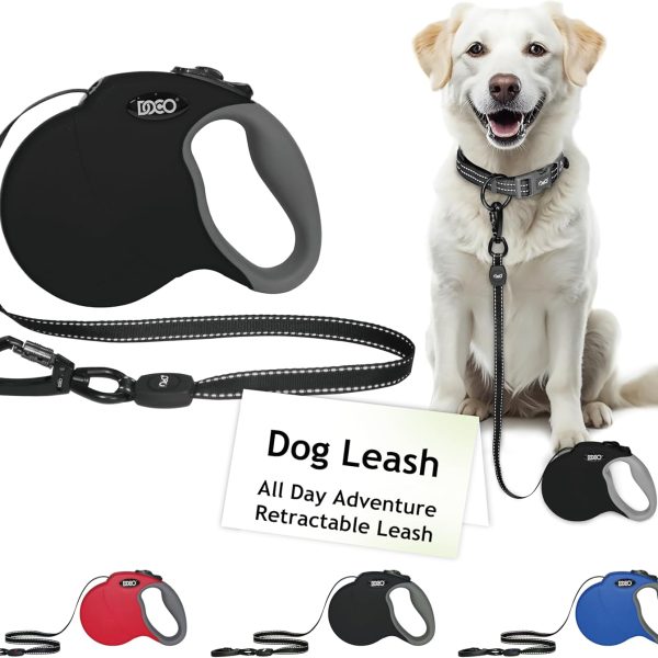 DOCO Large Black Reflective Retractable Dog Leash 5m – Up to 50kg