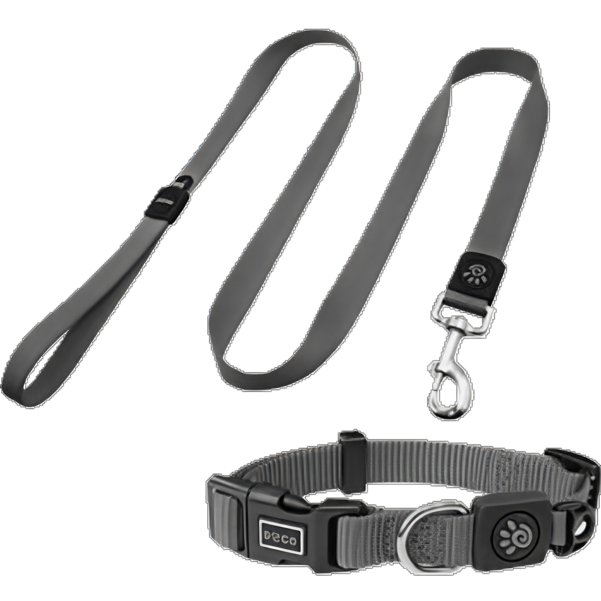 Designer (59) DOCO Signature Small Gray Nylon Dog Collar with 4FT Leash